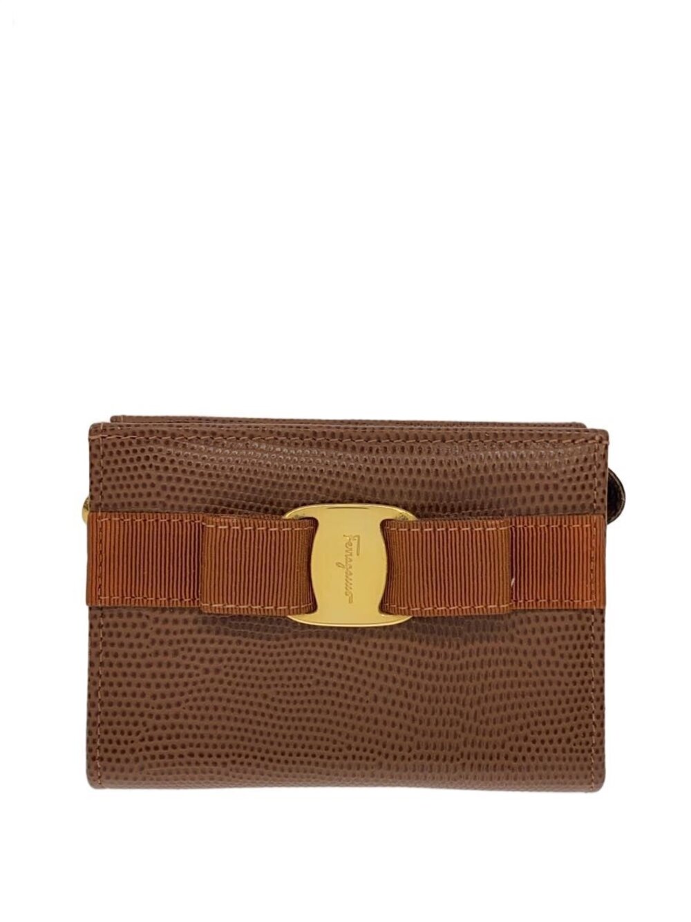 Salvatore Ferragamo Pouch Clutch Leather Brown